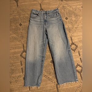 Madewell Perfect Vintage Wide Leg Crop Jeans Size 27 Light Wash Raw Hem